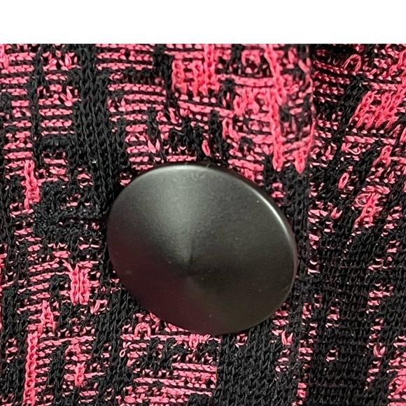 Ming Wang Abstract Knit One Button Jacket Cardigan M Black Pink - Picture 6 of 10